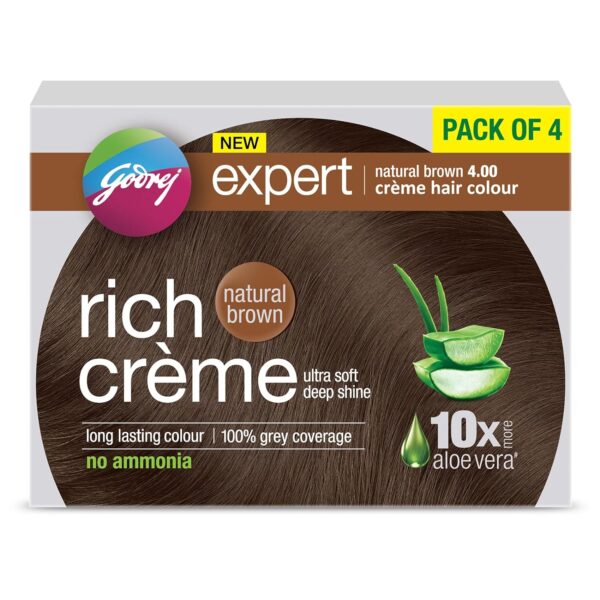 Godrej Expert Rich Crème Hair Colour (Pack of 4) – 4.00 Natural Brown