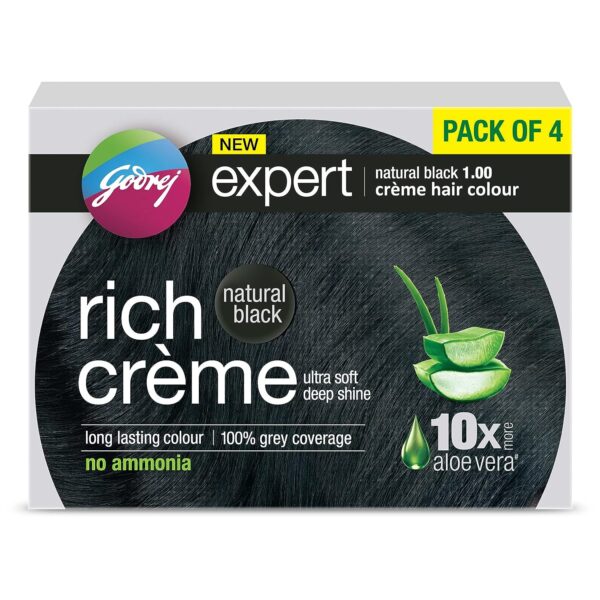 Godrej Expert Rich Crème Hair Colour (Pack of 4) – Natural Black | UK Delivery