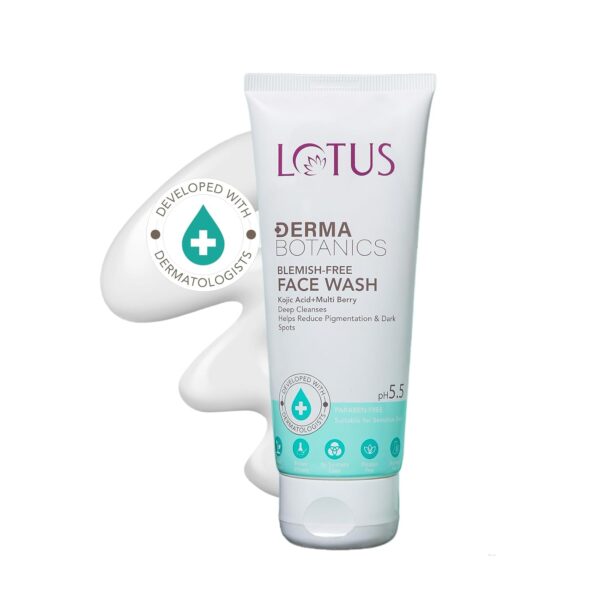 Lotus DermaBotanics Kojic Acid + Multi Berry Blemish-Free Face Wash, pH5.5, For Sensitive Skin (100g)