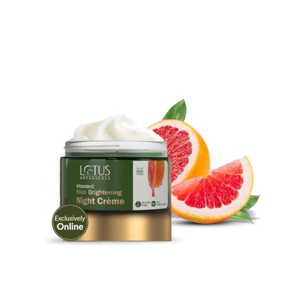 Lotus Botanicals Skin Brightening Night Cream with Vitamin C Silicon & Chemical Free (50g)