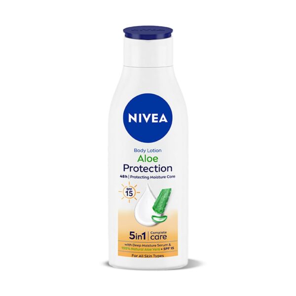 NIVEA Aloe Protection Body Lotion 200 ml | SPF 15 | Aloe Vera Extracts | Dep Moisture Serum | Men and Women | All Skin Type