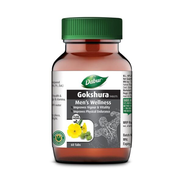 Dabur Gokshura Tablets - 60 Tabs | Boosts Vitality, Stamina & Gut Health | Natural Wellness Support