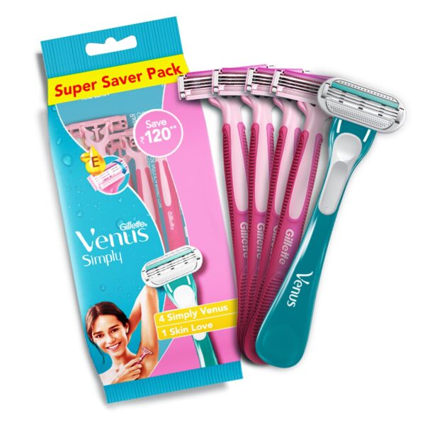 Gillette Venus Simply Venus Pink Hair Removal for Women – 5 Razors (B4G1) | Buy Online in United Kingdom