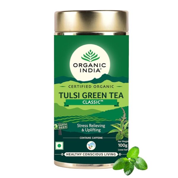 Organic India Tulsi Green Tea 100g | Buy Online in the United Kingdom – MyCosmedics