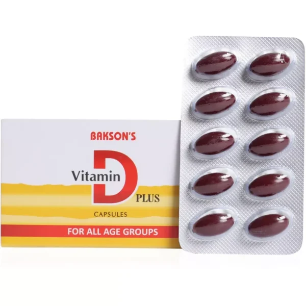 Bakson Vitamin D Plus Capsules (50 Caps) – Calcium & Vitamin D Supplement for Strong Bones and Immunity | Buy Online in the United Kingdom