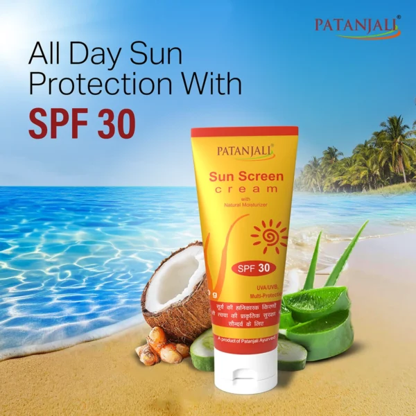 Patanjali Sun Screen SPF 30 Cream 50g – Natural Herbal Sun Protection in the United Kingdom