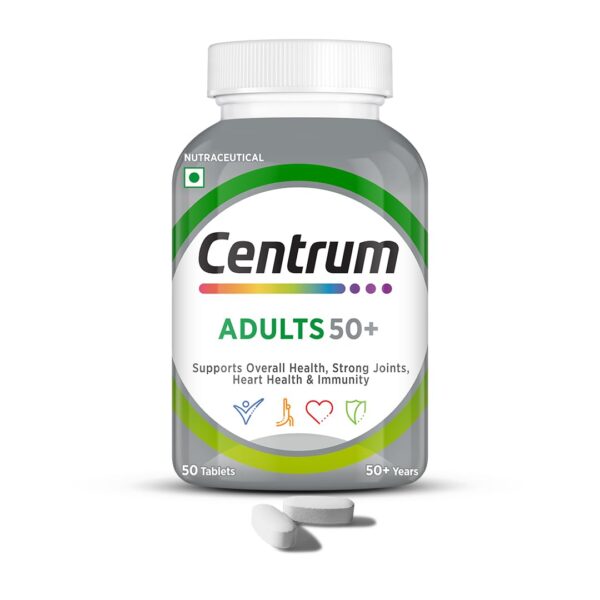 Centrum Adult 50+ Multivitamin – 50 Tablets | UK's #1 Daily Multivitamin with Calcium, Vitamin D₃ & 21 Nutrients for Overall Health – Available at MyCosmedics.uk