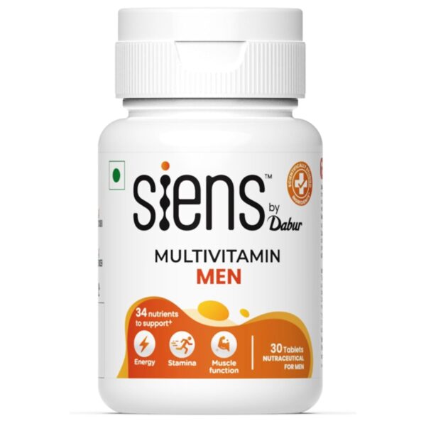 Siens By Dabur Multivitamin for Men – 30 Tablets | Enriched with 34 Nutrients to Support Overall Health, Energy, Stamina & Muscle Function – Available in the United Kingdom