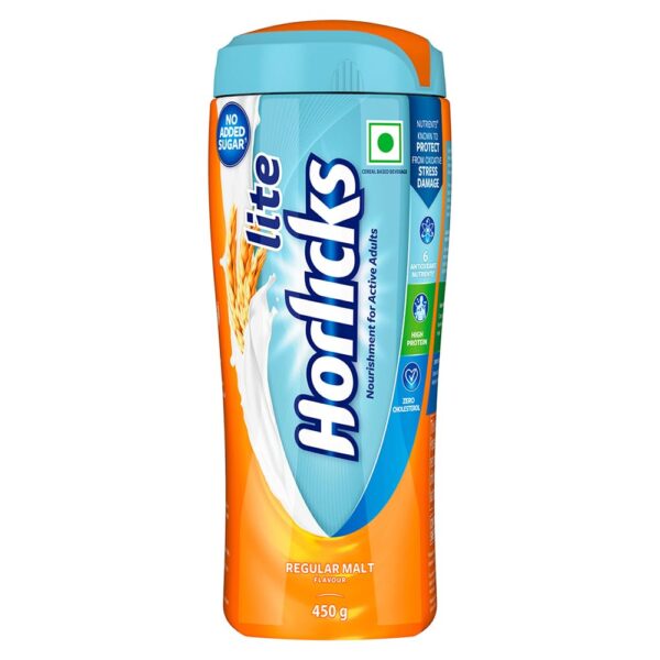 Buy Horlicks Lite Health & Nutrition Drink for Adults 450g Jar – High Protein & Nutrients for Immunity, No Added Sugar (Regular Malt) Online in the United Kingdom | www.mycosmedics.uk