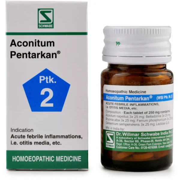 Buy Dr Willmar Schwabe India Aconitum Pentarkan Tablet 20 gm Online in United Kingdom – Effective Relief for Common Cold, Fever & Weather-Related Complaints | www.mycosmedics.uk