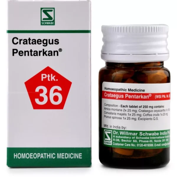 Buy Dr Willmar Schwabe India Crataegus Pentarkan Tablet 20 gm in the United Kingdom – Natural Heart Tonic for Cardiac Weakness, Irregular Palpitation & Dyspnoea | www.mycosmedics.uk