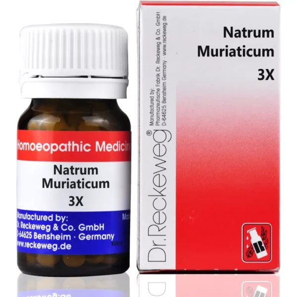 Dr. Reckeweg Natrum Muriaticum Biochemic Tablets 3X – 20 g | Supports Digestion, Fluid Balance, Headache & Emotional Well-Being | Available at www.mycosmedics.uk