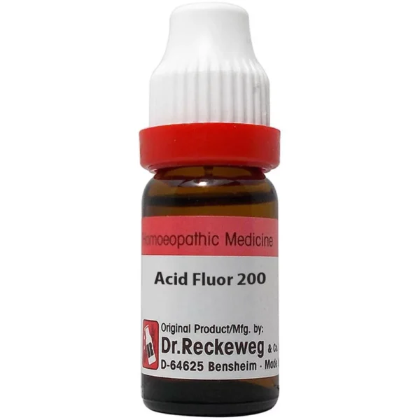 Dr. Reckeweg Acidum Fluoricum Dilution 200 CH – 11 ml | Varicose Veins, Bone Disorders, Hair Loss & Tissue Degeneration Support | Available at www.mycosmedics.uk