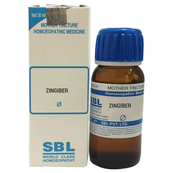 SBL Zingiber Officinale Mother Tincture Q 30ml – For Indigestion, Gas, Acidity, Nausea, Vomiting, Motion Sickness, Abdominal Pain, Cold, Cough & Weak Digestion