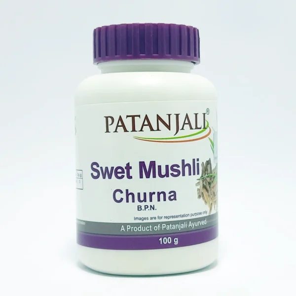 Patanjali Swet Mushli Churna 100g – Natural Ayurvedic Remedy for Weakness, Low Libido, Erectile Dysfunction, Fatigue, Male Infertility & Vitality Support