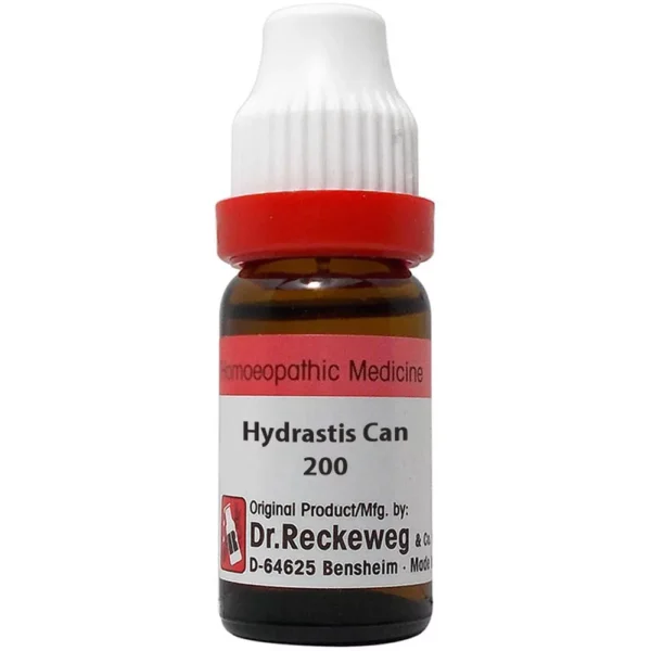 Dr. Reckeweg Hydrastis Canadensis 200 CH Dilution (11ml) – Natural Homeopathic Remedy for Gastric Problems, Chronic Constipation, Sinus Issues, Mouth Ulcers, Digestive Weakness & Mucous Conditions